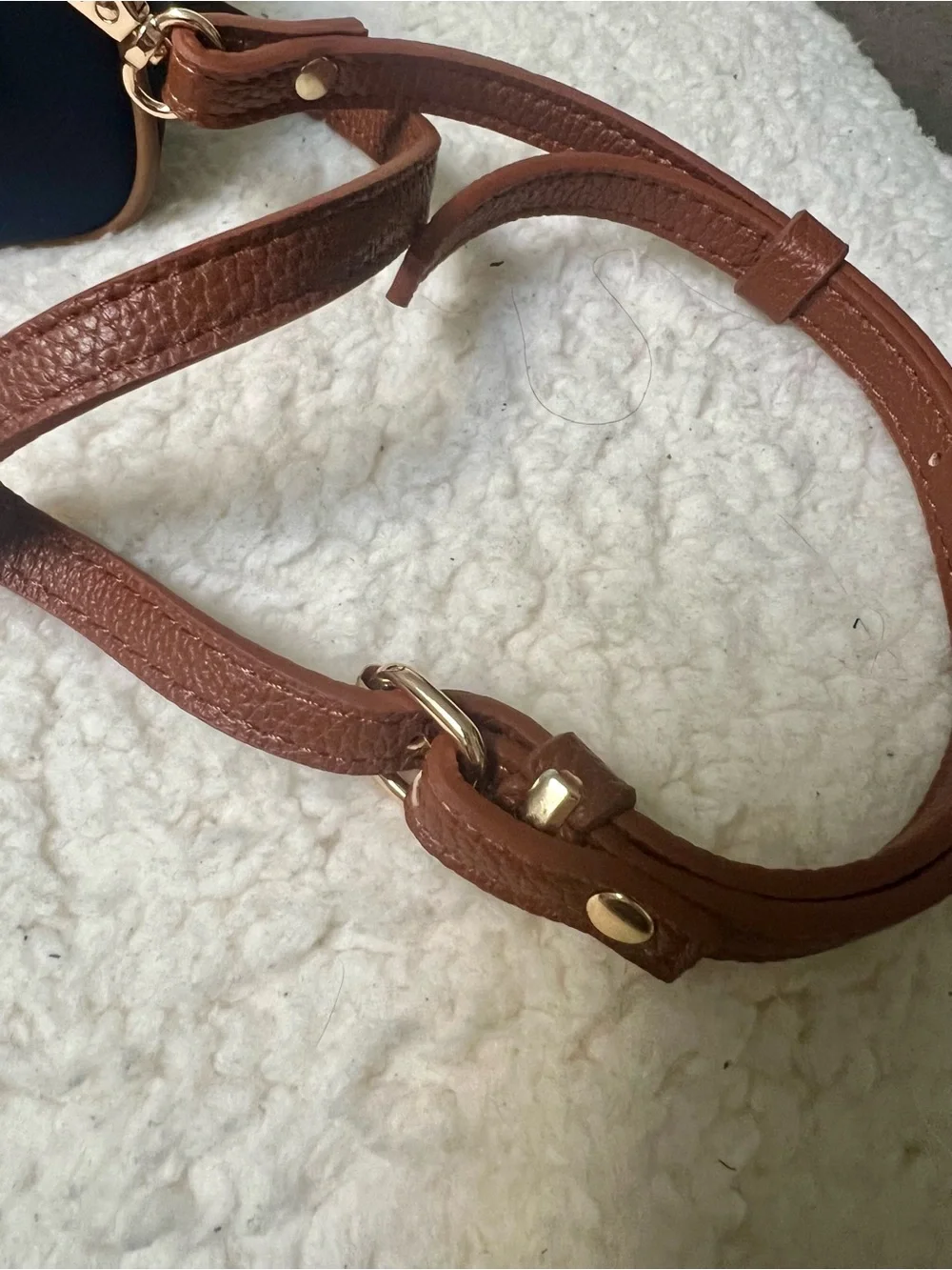 Tory Burch Navy and Brown Embossed Logo Upcycled Beauty to Crossbody Bag
